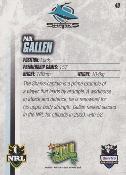 2010 NRL Champions #040 Paul Gallen Back